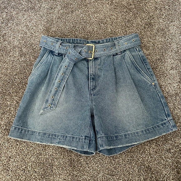 Michael Kors Pants - Michael Kors Belted Denim Shorts